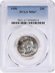 1950 Washington Silver Quarter MS67 PCGS