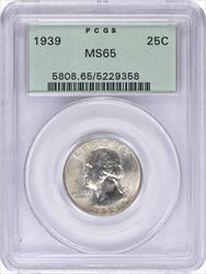1939 Washington Silver Quarter MS65 PCGS