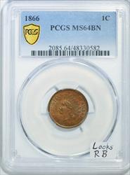 1866 Indian Head Cent PCGS MS-64; Looks RB  