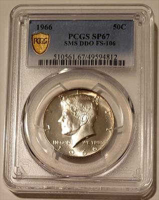 1966 Kennedy Half Dollar SMS DDO Variety FS-106 SP67 PCGS