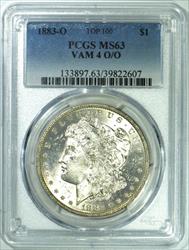 1883-O Morgan Dollar PCGS MS-63; VAM-4 O/O, Top-100!  
