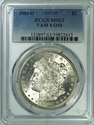 1883-O Morgan Dollar PCGS MS-63; VAM-4 O/O, Top-100! 