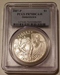2007 P Jamestown Commemorative Silver Dollar Proof PR70 DAM PCGS