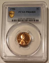 1950 Lincoln Wheat Cent PR66 RED PCGS GSH Low Proof Mintage