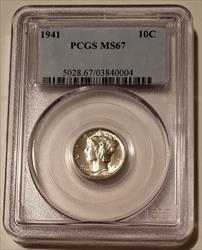 1941 Mercury Dime MS67 PCGS