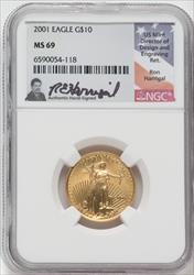 2001 $10 American Gold Eagle NGC MS69 Ron Harrigal Signed