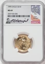 1995 $10 American Gold Eagle NGC MS69 Ron Harrigal Signed