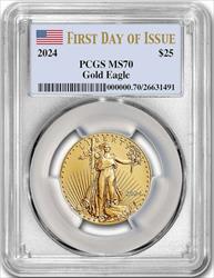 2024 1/2 oz Gold Eagle First Day of Issue PCGS MS70 Flag Label