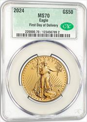 2024 1 oz American Gold Eagle FDD CAC MS70