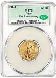 2024 1/4 oz American Gold Eagle FDD CAC MS70