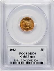 2013 $5 Tenth-Ounce Gold Eagle PCGS MS70 Philip Diehl Signed