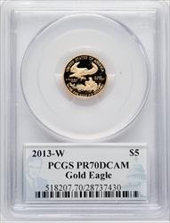 2013-W Gold American Eagle 4-Coin Set PCGS PR70 Philip Diehl Signed