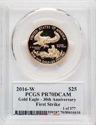 2016-W $25 Half-Ounce Gold Eagle 30th Anniversary First Strike PCGS PR70 Ed Moy Signed