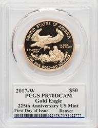 2017-W 1 oz Gold Eagle First Day of Issue PCGS PR70 Ed Moy