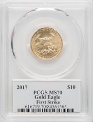 2017 $10 Quarter-Ounce Gold Eagle First Strike St. Gaudens Signature PCGS MS70