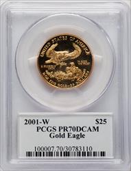 2001-W $25 Half-Ounce Gold Eagle Augustus Saint Gaudens St. Gaudens Signature PCGS PR70