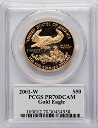 2001-W $50 One-Ounce Gold Eagle Saint-Gaudens Signature St. Gaudens Signature PCGS PR70