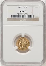 1911 $2.50 Indian Quarter Eagle NGC MS62 (506590008)