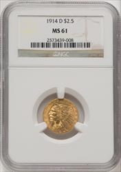 1914-D $2.50 Indian Quarter Eagle NGC MS61 (770051071)