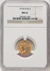 1914-D $2.50 Indian Quarter Eagle NGC MS61 (770051072)