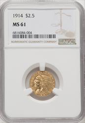 1914 $2.50 Indian Quarter Eagle NGC MS61 (770254021)