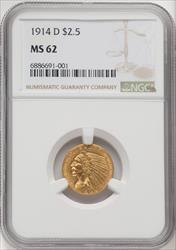 1914-D $2.50 Indian Quarter Eagle NGC MS62 (506590005)