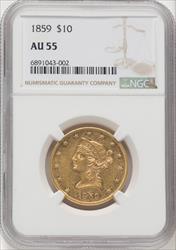 1859 $10 Liberty Eagle NGC AU55