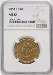 1854-S $10 Liberty Eagle NGC AU53