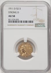 1911-D $2.50 Indian Quarter Eagle NGC AU58 (506570007)