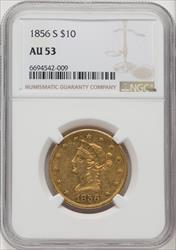 1856-S $10 Liberty Eagle NGC AU53