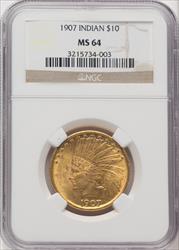 1907 $10 No Motto Indian Eagle NGC MS64 (769904044)