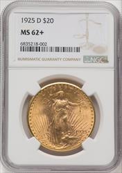 1925-D $20 Saint-Gaudens Double Eagle NGC MS62+