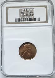 1952-S Lincoln Cent MS67RD NGC