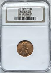 1949-S Lincoln Cent MS67RD NGC