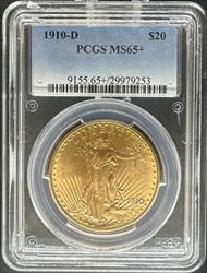 1910-D $20 ST Gaudens MS65+ PCGS