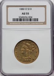 1880-O $10 Liberty AU55 NGC