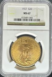 1927 $20 St Gaudens MS67 NGC