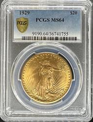 1929 $20 St Gaudens MS64 PCGS