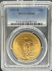 1923-D $20 St Gaudens MS66 PCGS