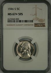 1946-S Jefferson Nickel MS67+ 5FS NGC