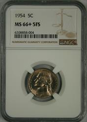 1954 Jefferson Nickel MS66+ 5FS NGC