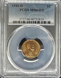 1945-D Lincoln Cent MS66RD PCGS