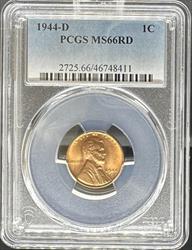 1944-D Lincoln Cent MS66RD PCGS