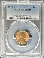 1944-S Lincoln Cent MS65RD PCGS