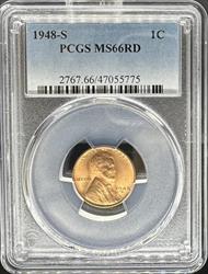 1948-S Lincoln Cent MS66RD PCGS