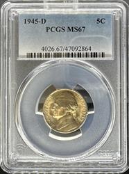 1945-D Jefferson Nickel MS67 PCGS