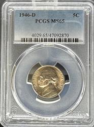 1946-D Jefferson Nickel MS65 PCGS