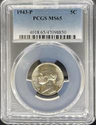 1943 Jefferson Nickel MS65 PCGS