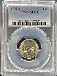 1943-S Jefferson Nickel MS65 PCGS