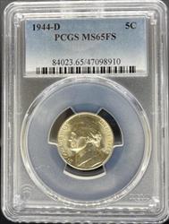 1944-D Jefferson Nickel MS65FS PCGS